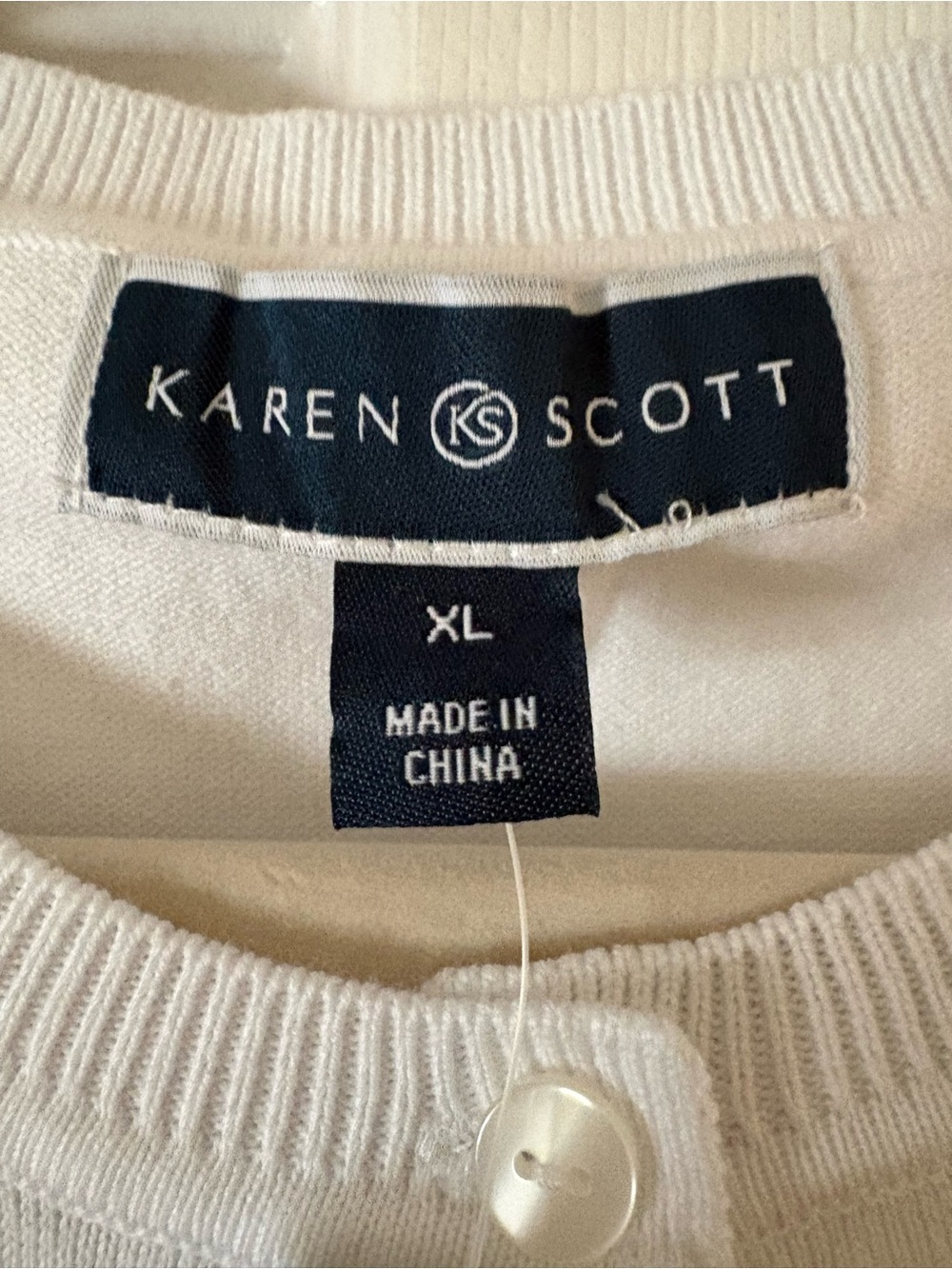 Karen Scott White Crewneck Button-Front Cardigan - Women - Picture 3 of 10